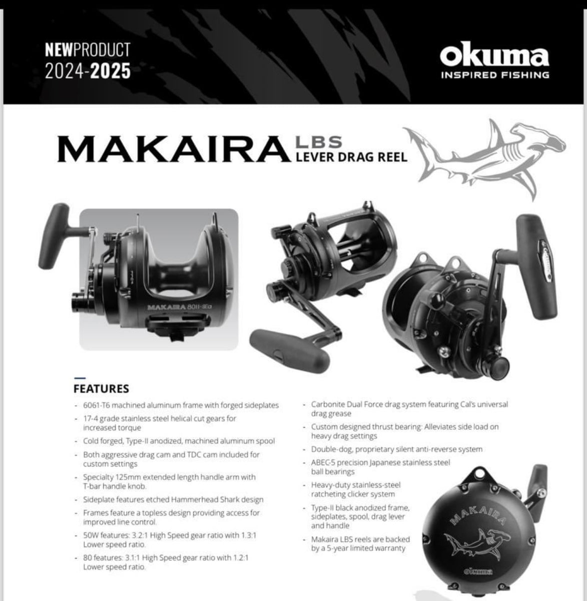 Okuma Mk 20IISEA Makaira 2 Speed Lever Drag Reel