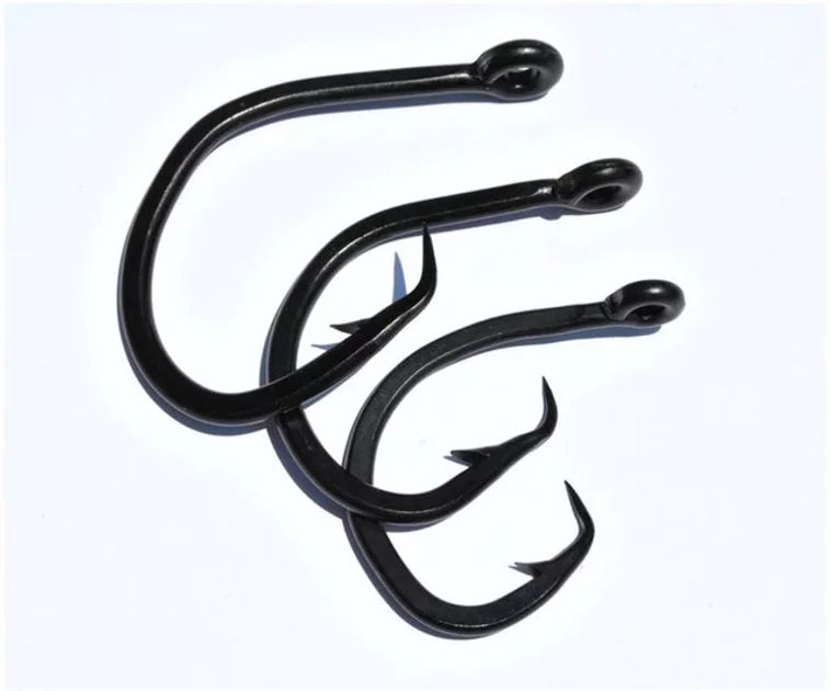 Catchall Tackle Black Forged Straight Circle Hooks (10 Pack